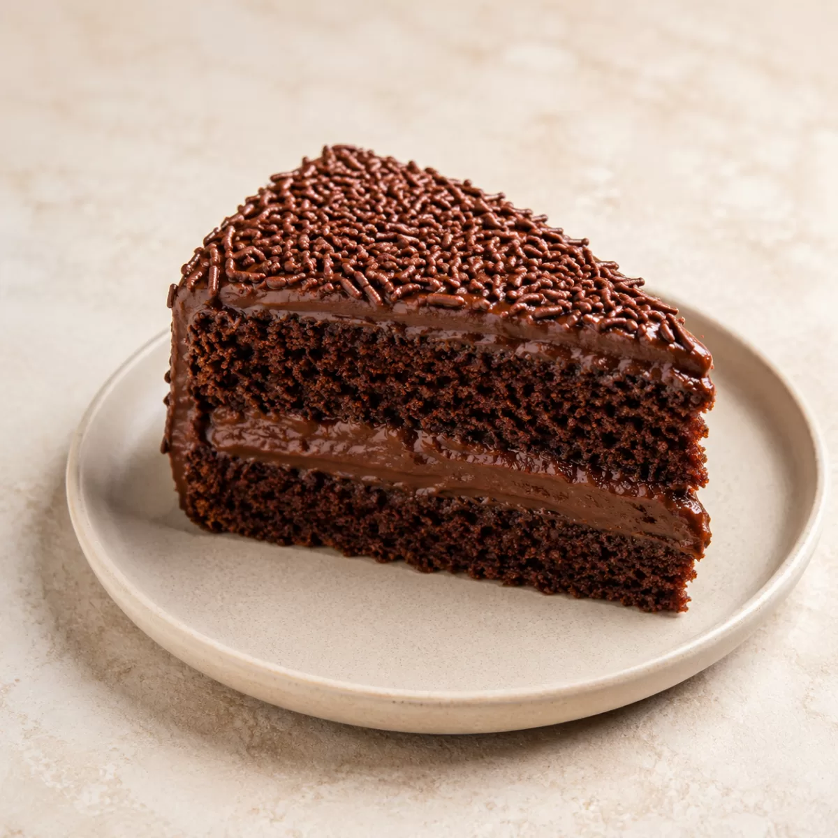 Fatia de Bolo de Chocolate com Brigadeiro