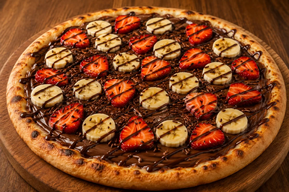 Banana, morango e chocolate